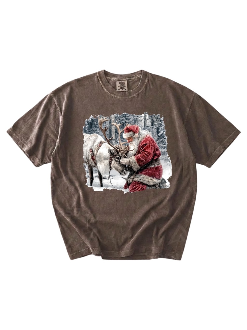 Comfort colors Santa & Reindeer Brown Holiday T-Shirt